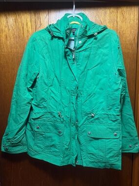 Lands' End Bright Green Hooded Utility Jacket